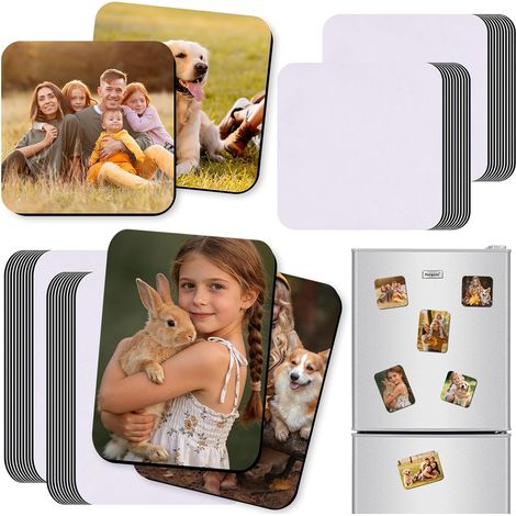 40 Pièces Aimants Vierges pour Réfrigérateur Aimants de Sublimation pour Photo Magnet Personnalisable Pièces Blancs D'aimant de Sublimation pour Bricolage Cuisine Onde Bureau (1/5)