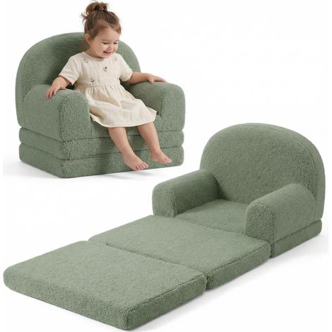 Canapé Et Fauteuil 2 En 1 Pour Enfants, Canapé Pliable, Fauteuil En Polaire Douce Avec Housse Amovible