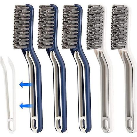 5 Pcs Brosse Joints De Sol Multifonctionnelle De Bain, Brosse De Nettoyage Sol 2 En 1 Avec Clips, Brosse Fissures Outil De Nettoyage De La Sall (1/5)