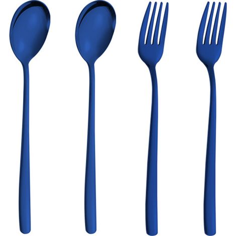 Fourchettes De Table En Acier Inoxydable - Revêtement Plasma Multicolore - Pour Repas Quotidiens Et Fêtes - Lot De 4 (1/5)