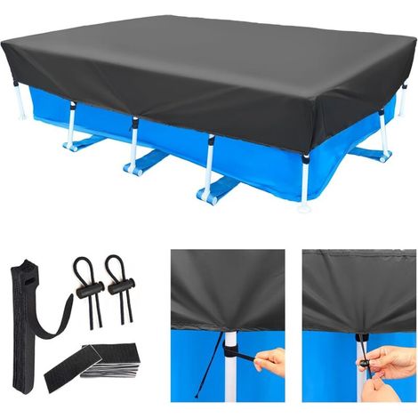 Neptune – Bâche de piscine rectangulaire 400 x 210 cm – Résistante aux déchirures, UV, vent et eau – Fixation avec sangles et Velcro – Protection renforcée