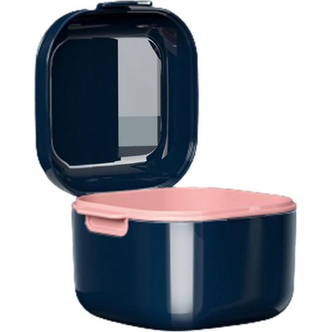 Boîte de rangement pour prothèses dentaires avec filtre, récipient de rangement et de nettoyage pour fausses dents, bleu saphir (1/5)