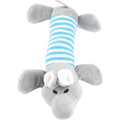 Plüsch-Hundespielzeug, niedliches gestreiftes Vierbeiner-Tier, quietschendes Kauspielzeug für Hunde und Katzen, zur Zahnreinigung, Elefant (1/5)