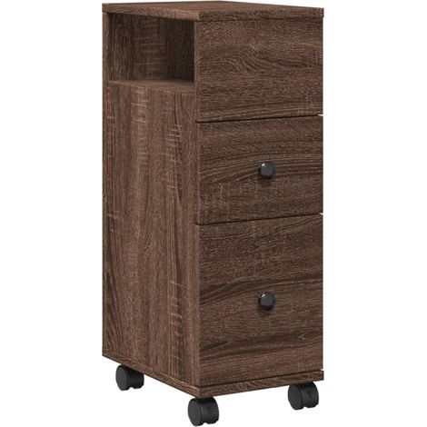 Maison Exclusive - Mobile da Bagno Stretto con Ruote Rovere Marrone in Truciolato