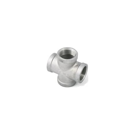 BSP 1-1/2" Cross A4 (T316) Marine Grade Stainless Steel 150LB Pipe Fitting - Parallel Threads (BSPP / G Thread) (1/2)