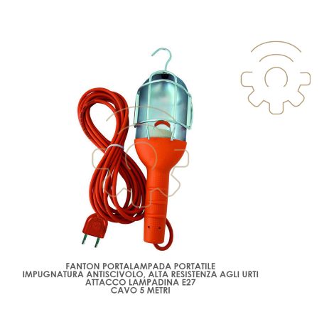 Fanton portalampada portatile attacco E27 cavo 5 mt