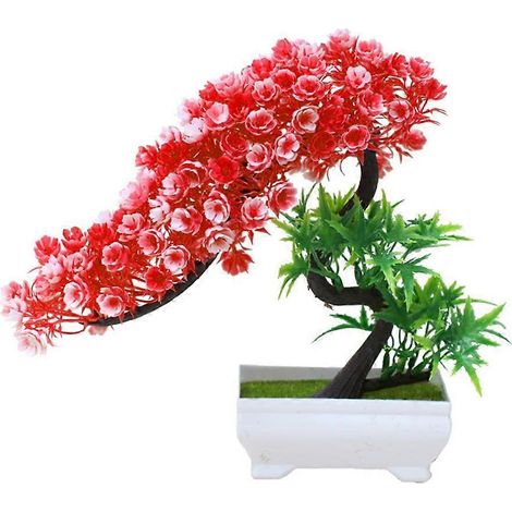 Bouquet fleuri, plante, arbre, bonsaï en pot, décoration de bureau, jardin, fêterouge (1/5)