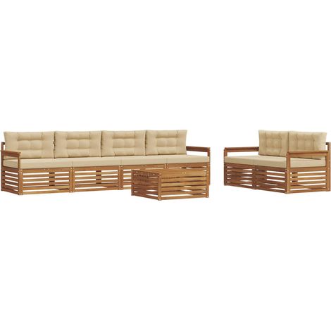 Outdoor Sofa Set with Cushion 7 pcs Natural and Beige vidaXL (1/5)
