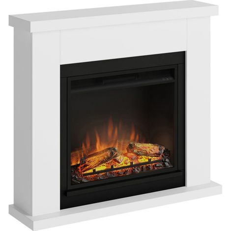 Caminetto Elettrico da Pavimento Tagu Frode con Cornice in Legno Bianco Moderno (1/10)