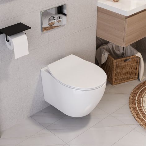 Wand-WC DeerValley mit Deckel, weiß + Chromplatte, Modell DV-1F0069 (1/5)