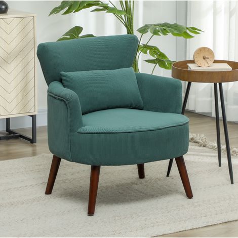 Fauteuil 69x69.5x78 cm vert foncé en polyester avec accoudoirs arrondis (1/4)