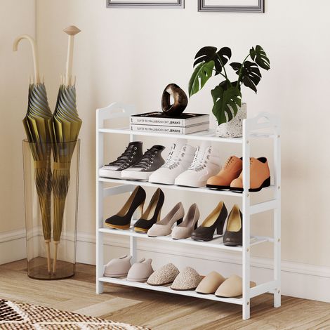 Scarpiera in bambù HOMCOM per 12 paia di scarpe, ideale per ingresso, corridoio e camera da letto, dimensioni 67,5x24,7x72 cm, colore bianco.