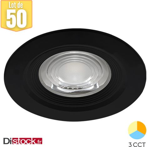 Lot de 50 spots LED encastrables étanches 3en1 rond noir 7W IP54 (1/5)