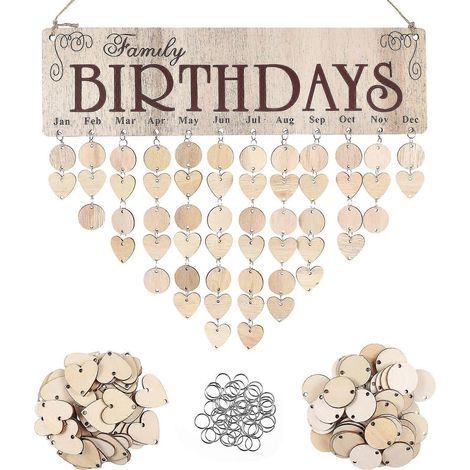 STOBOK 1 Kit de calendrier d'anniversaire à monter soi-même, en bois, à suspendre au mur. Plaque décorative. (1/4)