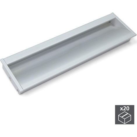 Emuca Lote de 20 tiradores para mueble Alfafar, L190mm, intereje 160mm, Aluminio, Anodizado mate (1/5)