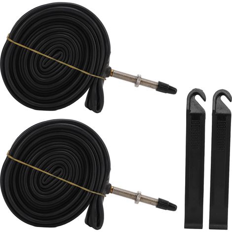 2 Tubes Vélos 700x23C avec Valve Presta 48mm et 2 Démonte-Pneus, Chambre à Air Butyle 700c