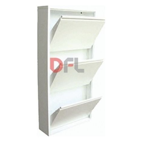 Scarpiera in Metallo 3 Ante Basculanti Colore Bianco 50x15x109H cm (1/2)