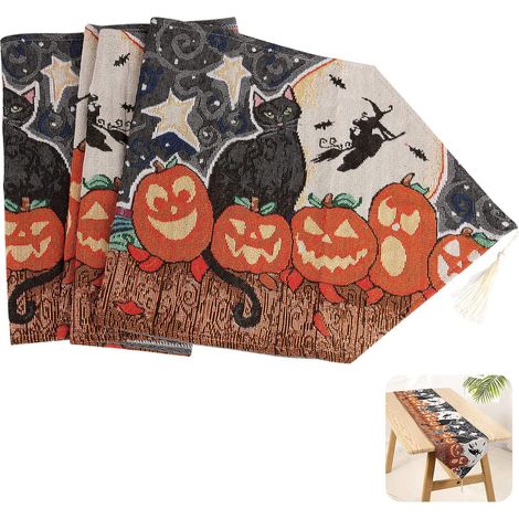 Nappe d'Halloween, Chemin de table décoratif d'Halloween pour la maison (1/2)