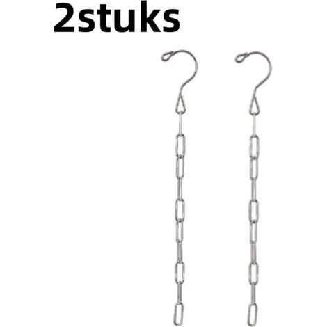 Juego de 2 piezas, tendedero, perchas, tendedero de lazo largo, cadena gruesa para ropa, acero inoxidable, para guardar ropa en el armario, gancho para ropa, 50 cm, plateado (1/5)