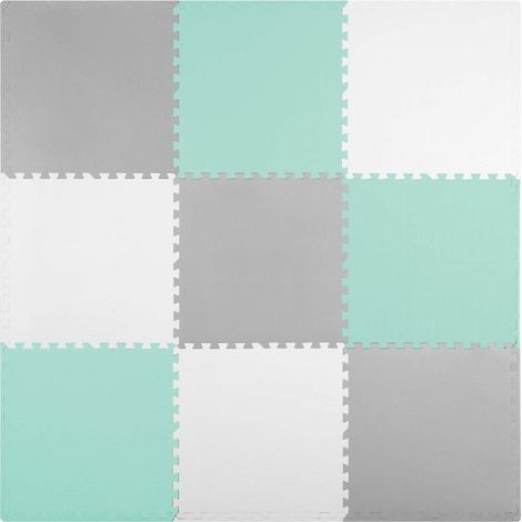 Large Foam Puzzle Mat, 180x180cm, 9 Pieces, Gray-Turquoise (1/5)