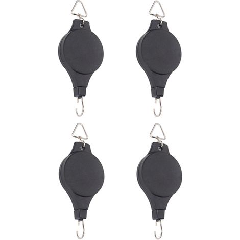 Paquete de 4 poleas de gancho para plantas, colgador retráctil para plantas, cesta de flores colgante de fácil acceso para cestas de jardín, macetas y comederos para pájaros. Cuélguelo en lo alto y ti (1/5)