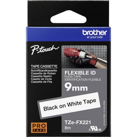 Brother TZe-FX TZe-FX221 Colore Nastro: Bianco Colore carattere:Nero 9 mm 8 m (1/4)
