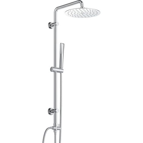 Colonne de Douche en Acier inoxydable sans Mitigeur, Ensemble de Douche Pluie Mural avec Douchette Salle de Bain et Pommeau Douche 20 cm Chromé (1/5)