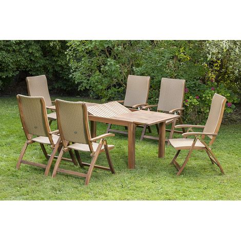 Capri Set 7tlg 6 Sessel Tisch 150(200)x90cm