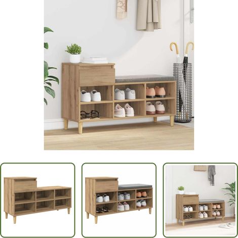 vidaXL Banc de rangement - Cabinet à chaussures Chêne artisanal 102 x 36 x 60 cm (1/5)
