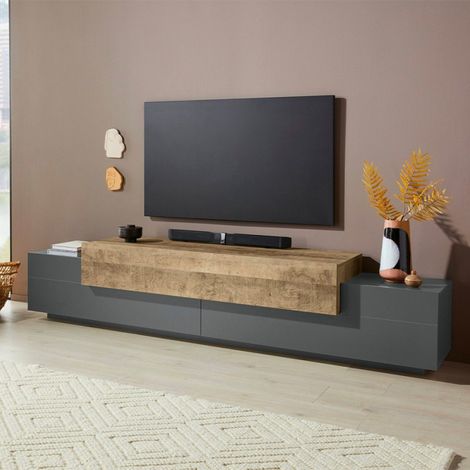 Web Furniture Porta TV Corona in Antracite Oak - Design Moderno 240 cm (1/5)
