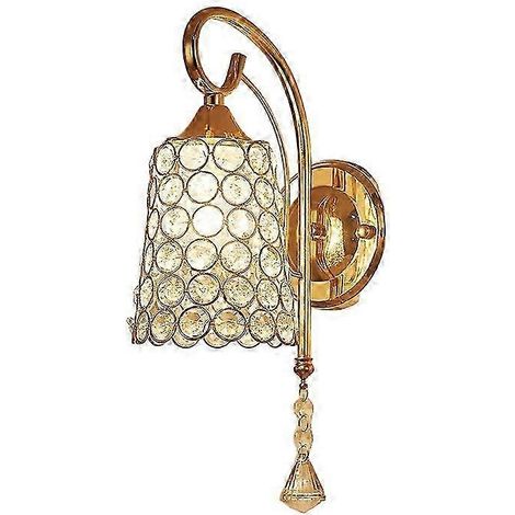 Lampe en cristal européen 2025, applique murale moderne dorée pour chambre, salon, salle à manger, couloir (E27) (1/5)