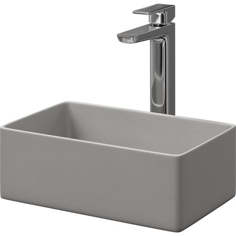 Wholesale Domestic Amadora Matt Grey 360mm x 230mm Small Rectangular Countertop Basin (1/5)