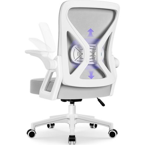 Bürostuhl, Bürostuhl Ergonomisch mit Hochklappbaren Armlehnen,Einstellbare Lendenstütze,Höhenverstellbarer Schreibtischstuhl, Drehstuhl mit Wippfunktion bis 125°