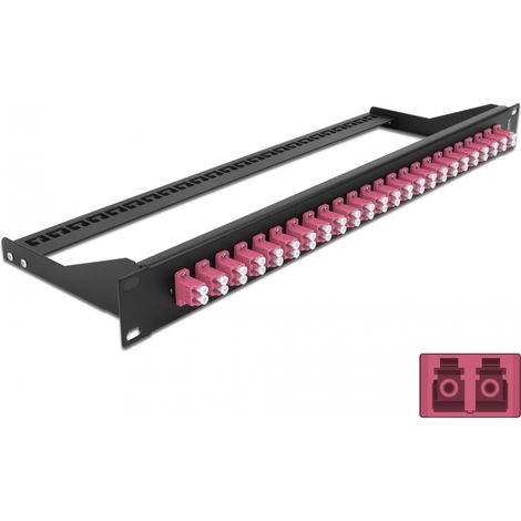 Delock Panel de parches de fibra 19 24 puertos LC Duplex violeta