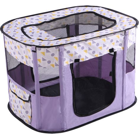 Parc pour chiot pliable pour chiens, chiots, tissu Oxford, tente rectangulaire pour chiens, lapins, cochons d'Inde, chats, 70 x 55 x 45cm, lilas (1/5)