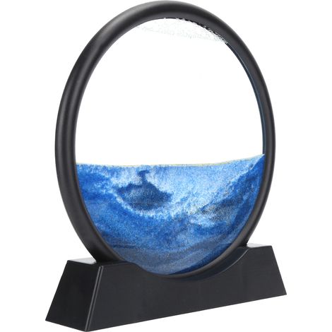 Tableau de sable dynamique en 3D, décoration murale, ornement, cadeau, bleu, 18 cm
