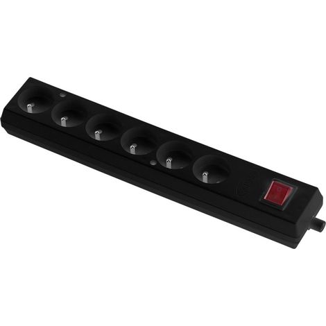 Tragbare Sechsfachsteckdose 16A 2P+Z 250V mit Schalter, schwarz GN-670WS