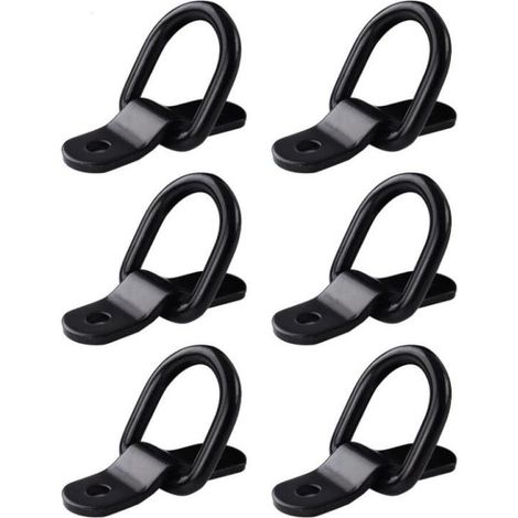 Sangles d'arrimage à anneaux en D, 6 attelages robustes pour camions, bateaux, kayaks. Vis inclus, capacité de charge 150 kg. (1/5)