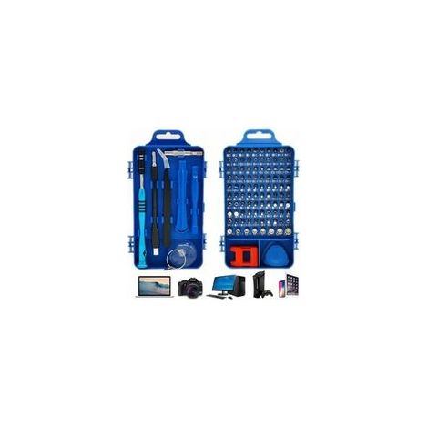 Kit de Tournevis de Précision 110-en-1, Ensemble de Tournevis Magnétiques Polyvalents pour Ordinateur Portable, Mac, Montre, Jouets, Bijoux, Lunettes, Appareils (Bleu) (1/5)