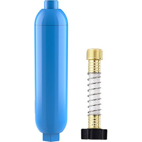 Filtro de agua en línea para autocaravanas con protección flexible para la manguera. Filtro de agua y protección para la manguera. Ideal para autocaravanas, caravanas y barcos.