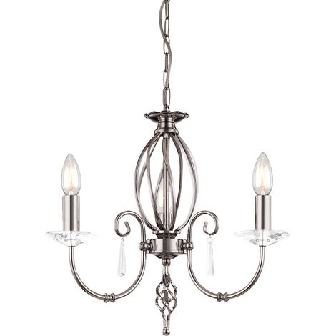 Lampadario Aegean nichel lucidato cristallo 3xE14 Elstead