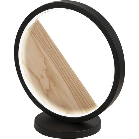 Lampe De Table Led Pierre 29 W 3160 Lm 3000 K Lumière Chaude, Structure En Métal Et Bois, Design Moderne, Couleur Noire, Classe D'Isolation 2 (1/3)