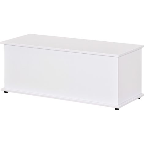 Coffre de rangement, banc de rangement avec couvercle rabattable et charnières de sécurité, banc chaussures, meuble d'entrée, couloir, chambre, salon, 100 x 40 x 40 cm, blanc