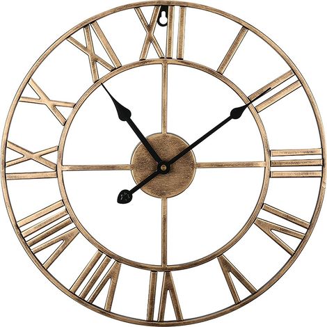 Grande Orologio da parete silenzioso, Numeri romani vintage Orologio scheletro in metallo, Soggiorno Cucina Caffe Ufficio Decor - Bronzo 50cm