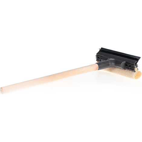 alca® Scheibenreiniger mit Holzstiel – 40 cm Länge, 20 cm Wischbreite, Moltopren-Schwamm mit Fliegennetz, FSC-zertifiziert, Made in Germany