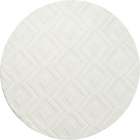 Alfombra para sala de estar moderna forma redonda jacquard 160 x 160 cm pelo corto blanco crema Kevirel (1/5)