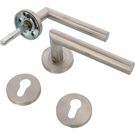 Poignées inox avec rosette – Design sobre carré 8 mm – Pour portes intérieures, montage simple (1/5)
