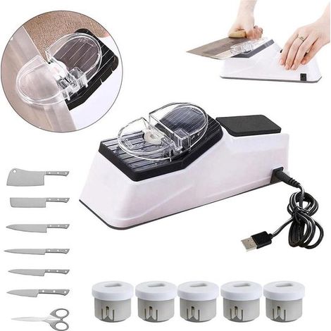Elektrischer USB-Messerschärfer, schärft schnell Küchenmesser, Scheren usw., multifunktional, kompakt und tragbar. (1/5)