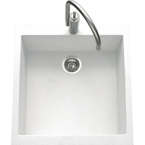 Évier granit blanc Luisina QUADRILLE 1 bac 410x500 (1/3)