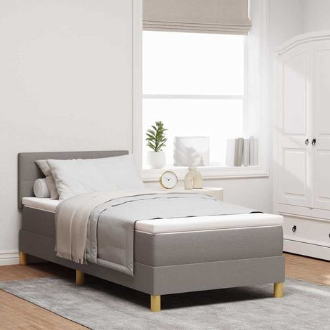 LED Boxspringbett mit Kopfteil Taupe 90 x 200 cm Stoff vidaXL (1/5)